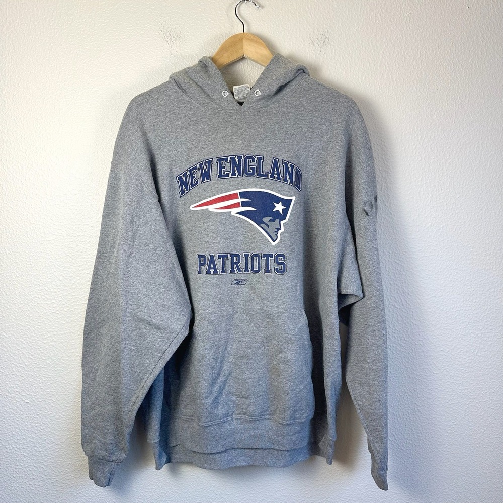 Y2K Jerzees New England Patriots Hoodie Mens XL Gray Good NFL NuBlend Pullover